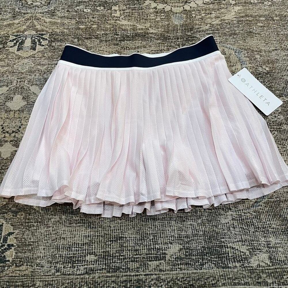 Athleta Power Serve Skort Pink Pleated Tennis Skirt Built-In Shorts Size M NWT